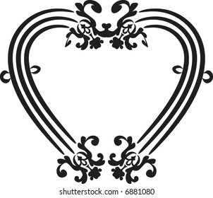 Abstract floral Heart frame element. No Gradients.