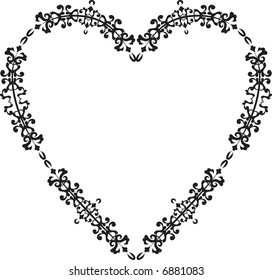 Abstract floral Heart frame element. No Gradients.