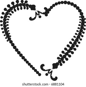 Abstract floral Heart frame element. No Gradients.