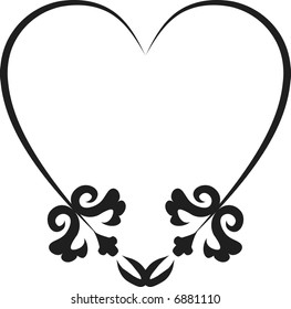 Abstract floral Heart frame element. No Gradients.