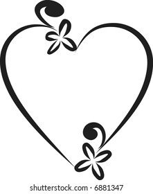 Abstract floral Heart frame element. No Gradients.