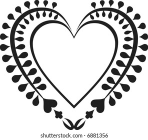 Abstract floral Heart frame element. No Gradients.