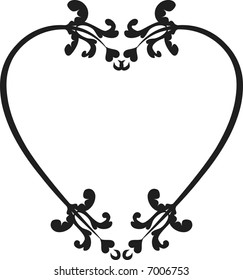 Abstract floral Heart frame element. No Gradients.