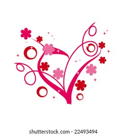 Abstract floral heart for valentine's day. Vector illustration.