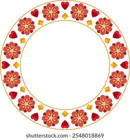 Abstract Floral and hearts frame. Use as copy space on any background for Valentine day, Lunar new year, Easter, festivals, greetings, invitations