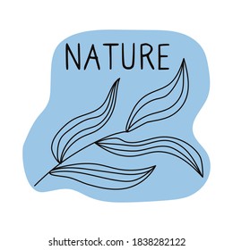 Abstract, floral icon, logo in trendy, fashion style isolated on white background. Text Nature for business, wellness products.
