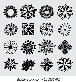 abstract floral icon set