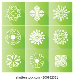 Abstract floral icon set with shadow effect