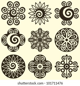 iconos florales abstractos, elementos de diseño vectorial