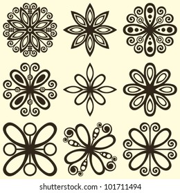 abstract floral icons, vector design elements