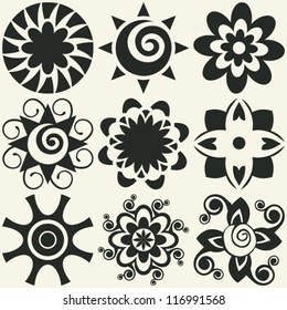 abstrakte Blumensymbole, Vektordesign-Elemente