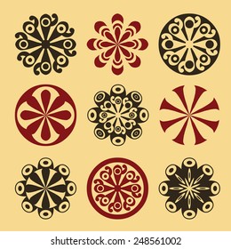 abstract floral icons, vector design elements