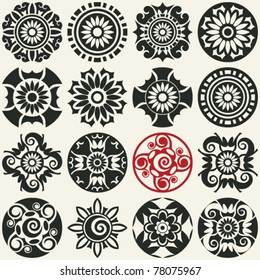 iconos florales abstractos, elementos de diseño vectorial para scrapbooking