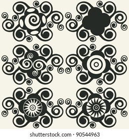 abstract floral icons, vector design elements