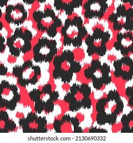 Resumen de la ikat floral sin fisuras. Diseño de impresión vectorial botánica con siluetas florales estilizadas simples