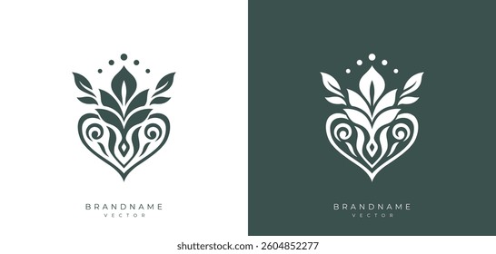 Abstract floral illustration logo design template. Leaf plants and flower concept for natural, organic, lifestyle, cosmetic, spa and other business