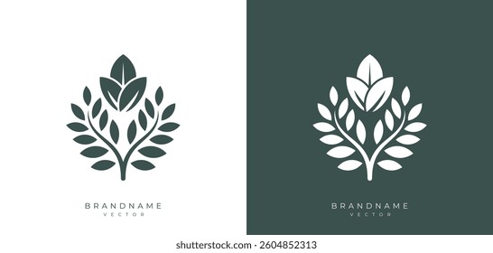 Abstract floral illustration logo design template. Leaf plants and flower concept for natural, organic, lifestyle, cosmetic, spa and other business