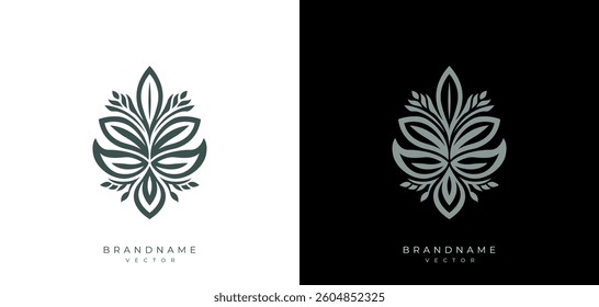 Abstract floral illustration logo design template. Leaf plants and flower concept for natural, organic, lifestyle, cosmetic, spa and other business