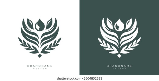 Abstract floral illustration logo design template. Leaf plants and flower concept for natural, organic, lifestyle, cosmetic, spa and other business