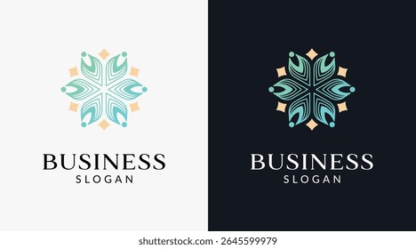 Abstract floral illustration logo design template. Leaf plants and flower illustration