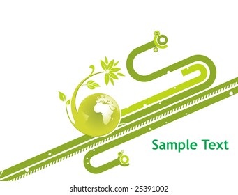 Abstract floral illustration with sample text globe