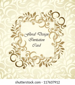 Abstract Floral Invitation card, Elegant stylish card with seamless floral beige background