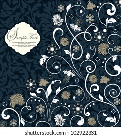 ABSTRACT FLORAL INVITATION CARD WITH PLACE FOR TEXT