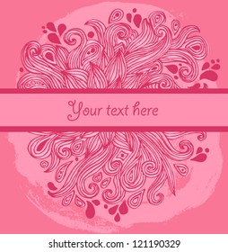 Abstract floral invitation card. Template frame design for card.
