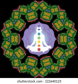 Abstract floral kaleidoscope mandala ornament vector illustration