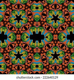 Abstract floral kaleidoscope seamless pattern ornament vector illustration
