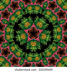 Abstract floral kaleidoscope seamless pattern ornament vector illustration