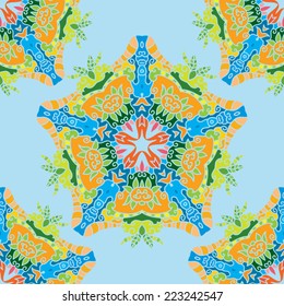 Abstract floral kaleidoscope seamless pattern ornament vector illustration
