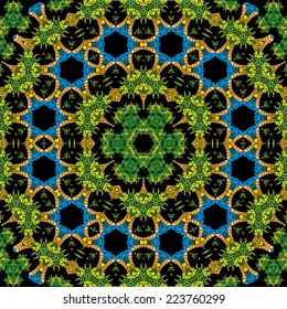 Abstract floral kaleidoscope seamless pattern ornament vector illustration