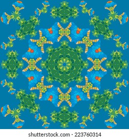 Abstract floral kaleidoscope seamless pattern ornament vector illustration