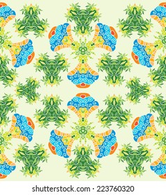 Abstract floral kaleidoscope seamless pattern ornament vector illustration