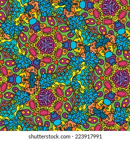 Abstract floral kaleidoscope seamless pattern ornament vector illustration