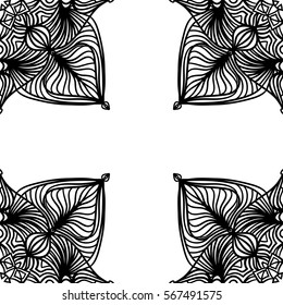 Abstract floral lacy vector frame on white background