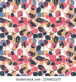 Abstract floral leaf dense vector seamless repeat pattern.Perfect for fabrics, print and used for textile in autumn leaf overlapping pattern on white background.