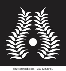 Abstractas diseño de Vector de patrón redondo de icono de hoja floral. 