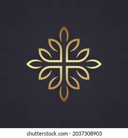 abstract floral leaf logo for hotels, boutiques, jewelry, oriental cosmetics, restaurants, shops and stores