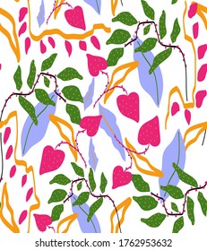 abstract floral and leaf pattern seamless 