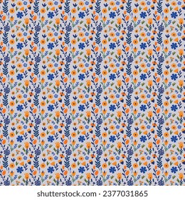 Abstract Floral and Leaf Seamless Pattern