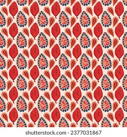 Abstract Floral and Leaf Seamless Pattern