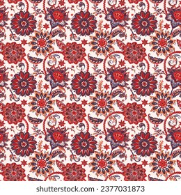 Abstract Floral and Leaf Seamless Pattern