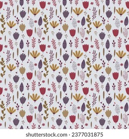 Abstract Floral and Leaf Seamless Pattern