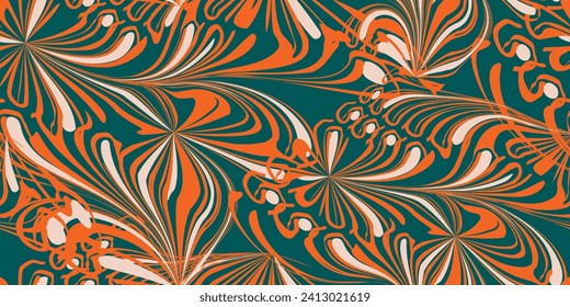 Abstract floral leaf seamless pattern. Hand-drawn fabric print design. Vector illustration