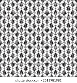 Abstract floral leaves seamless pattern. black floral leaves geometric pattern on white background. leaves silhouette
