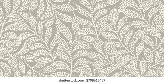 Abstrato floral deixa padrão sem costura com estilo pontilhado.