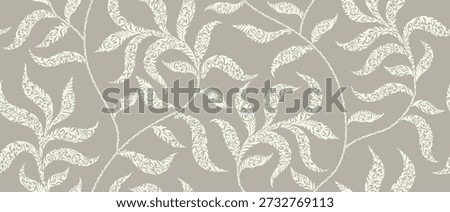 Abstract floral leaves seamless pattern with swirl style.