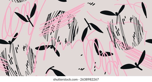 Abstract floral leaves sketch Pattern